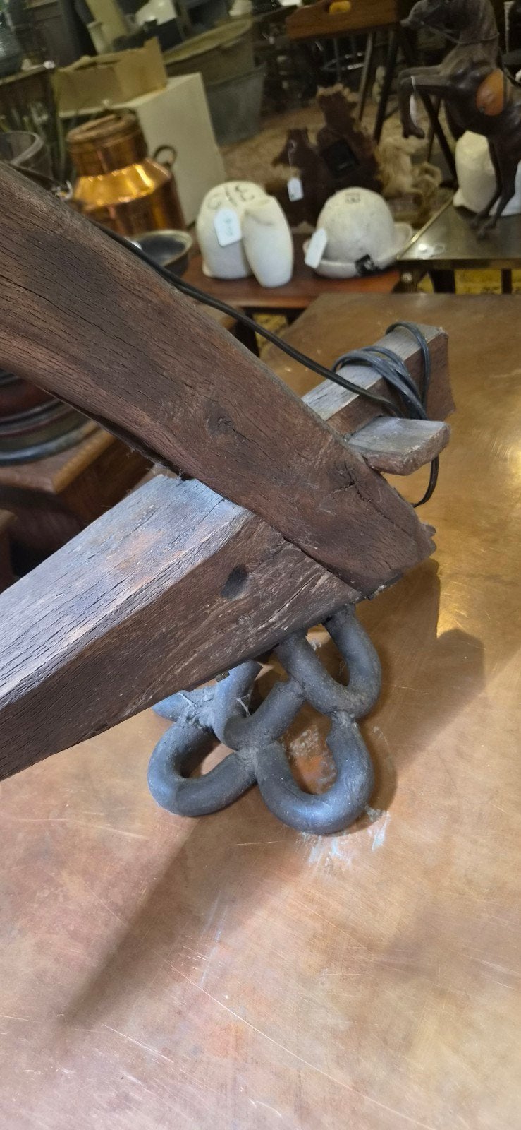Unieke rustieke houten tafellamp ca. 80 cm, Ophalen, ., Sfeerlamp, .