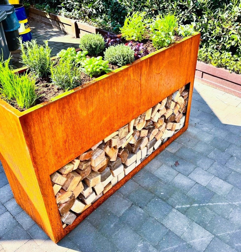 mooie kruidentuin met houtopslag, Tuin en Terras, Tuinwanddecoratie, Ophalen, Zo goed als nieuw