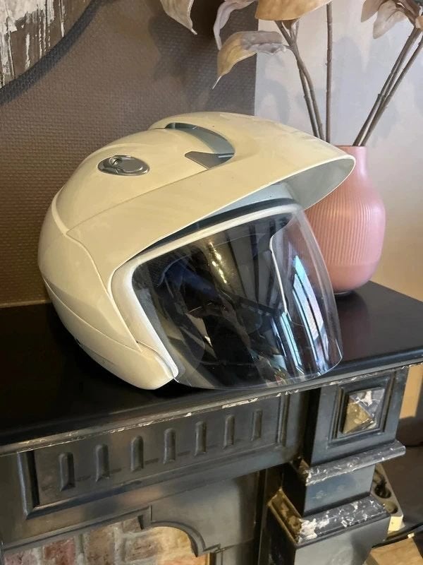 Casque Moto Scooter CMS blanc taille S 56/57, Autres marques, Seconde main, Enlèvement ou Envoi, Casque jet