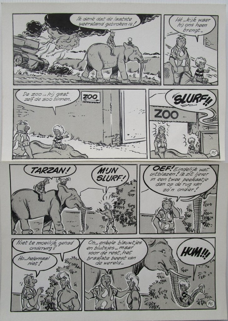 HUREY - Originele pagina - Hugo de Reymaeker (Hurey), Ophalen of Verzenden, Tekening