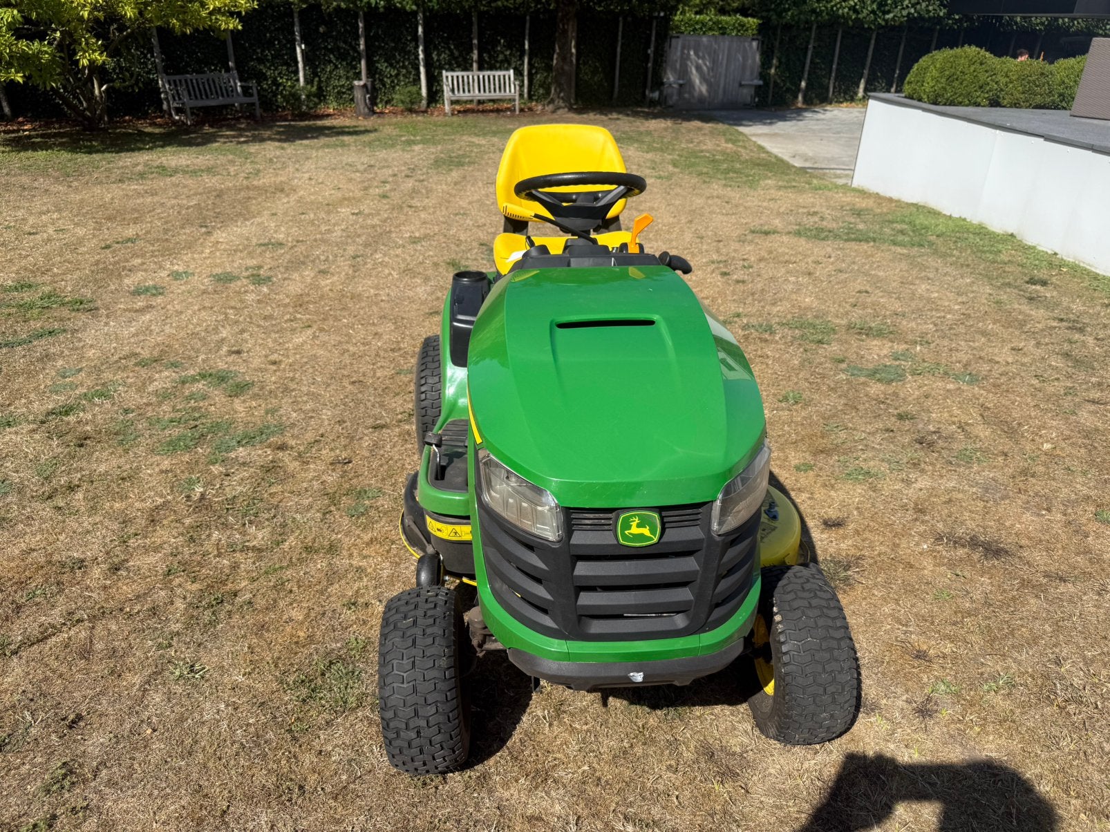 Zitmaaier John Deere, Jardin & Terrasse, Tondeuses autoportées, Enlèvement, Comme neuf, Fonction de mulching, 90 à 120 cm