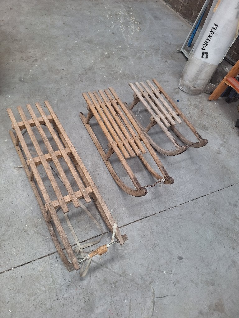 ensemble de luges vintage 3 pièces, Enfants & Bébés, Jouets | Extérieur | Traîneaux, Enlèvement, Utilisé, Bois