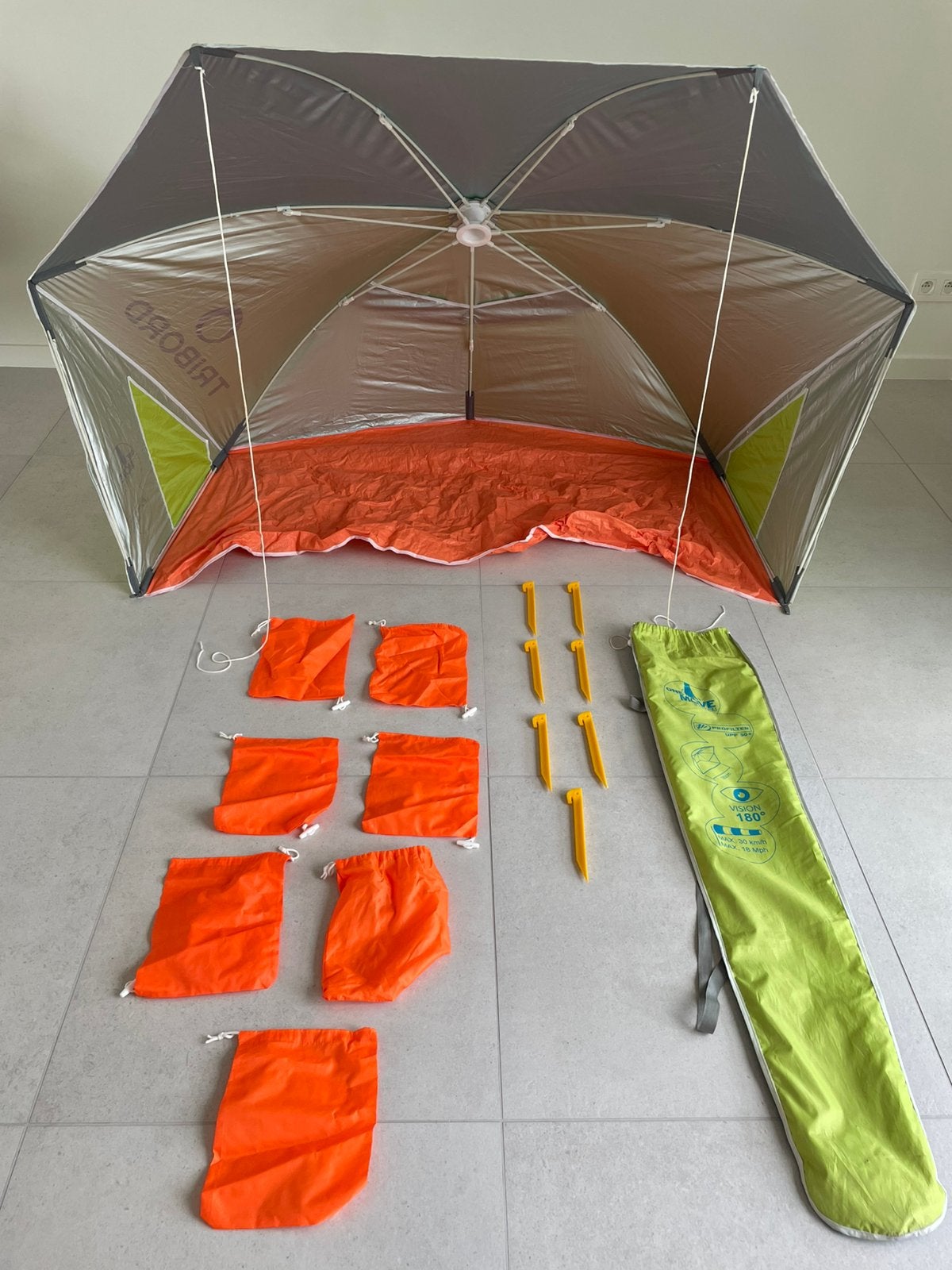 Windscherm (op strand), Caravanes & Camping, Enlèvement, Extensible, Comme neuf