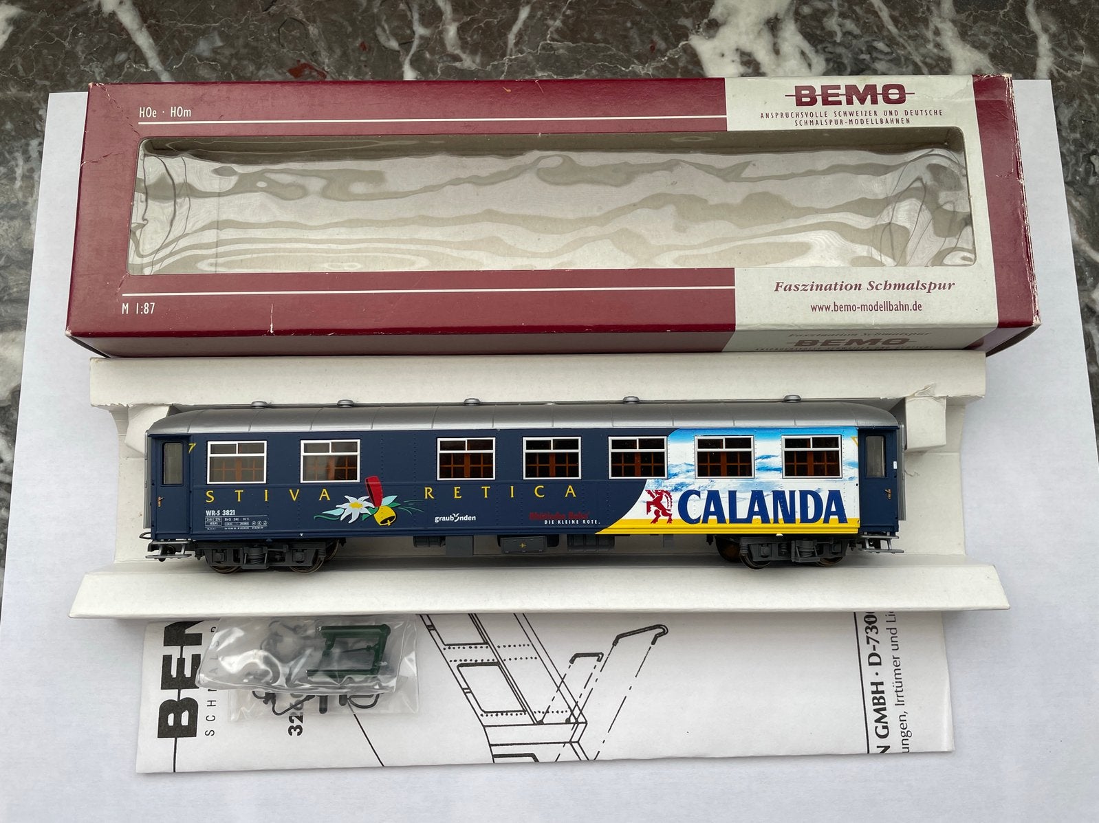 Bemo H0m RhB personenwagen “Stiva Retica” - 3262 161, Hobby en Vrije tijd, Overige merken, Gelijkstroom, Wagon, Ophalen of Verzenden