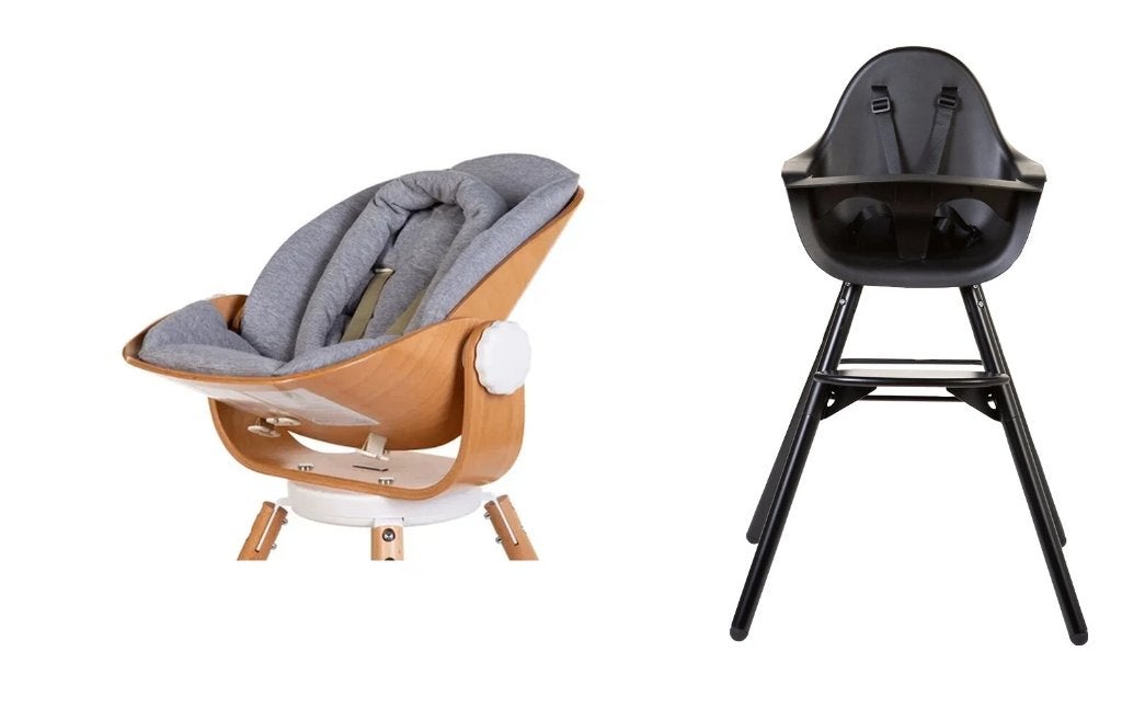 Childhome Evolu 2 eetstoel + newborn seat, Kinderen en Baby's, Ophalen, Zo goed als nieuw, Meegroeistoel, Afneembaar eetblad
