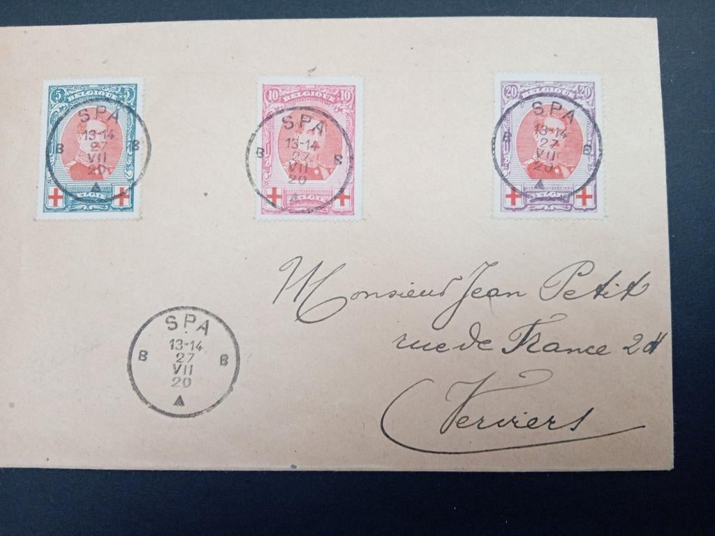 Belgique Lettre avec timbres 132/134 lot 183B, Enlèvement ou Envoi, Lettre