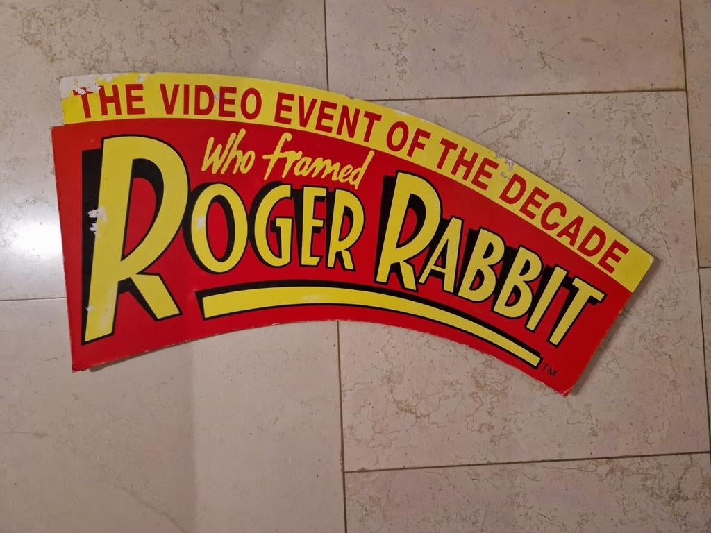 Vintage Roger Rabbit kartonnen reclame bord, Ophalen of Verzenden, Gebruikt
