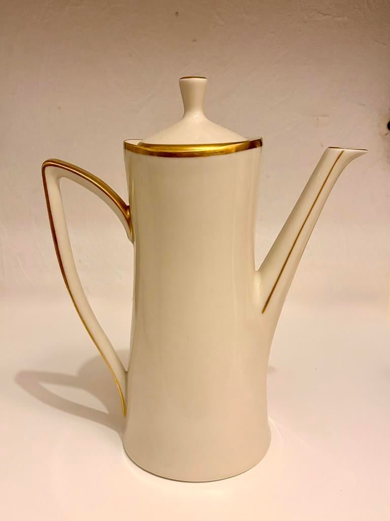 Cafetière  en porcelaine blanche et or Cérabel, Baudour, Enlèvement ou Envoi