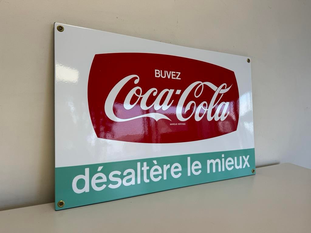 Coca Cola emaille reclamebord, Verzamelen, Merken en Reclamevoorwerpen, Ophalen of Verzenden, Gebruikt, Reclamebord