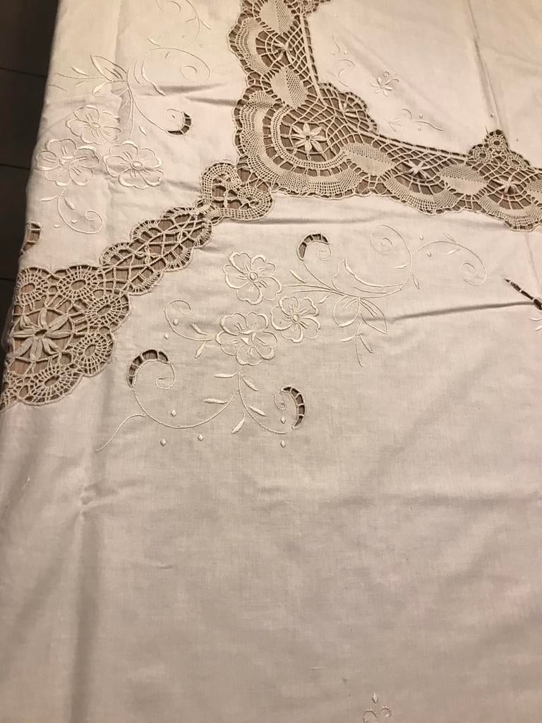Vintage antiek Brugse kanten tafelkleed uit de jaren 60, Huis en Inrichting, Ophalen