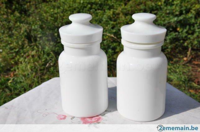 2 pots hermetiques opaline de foire de style pharmacie, Enlèvement ou Envoi, Utilisé