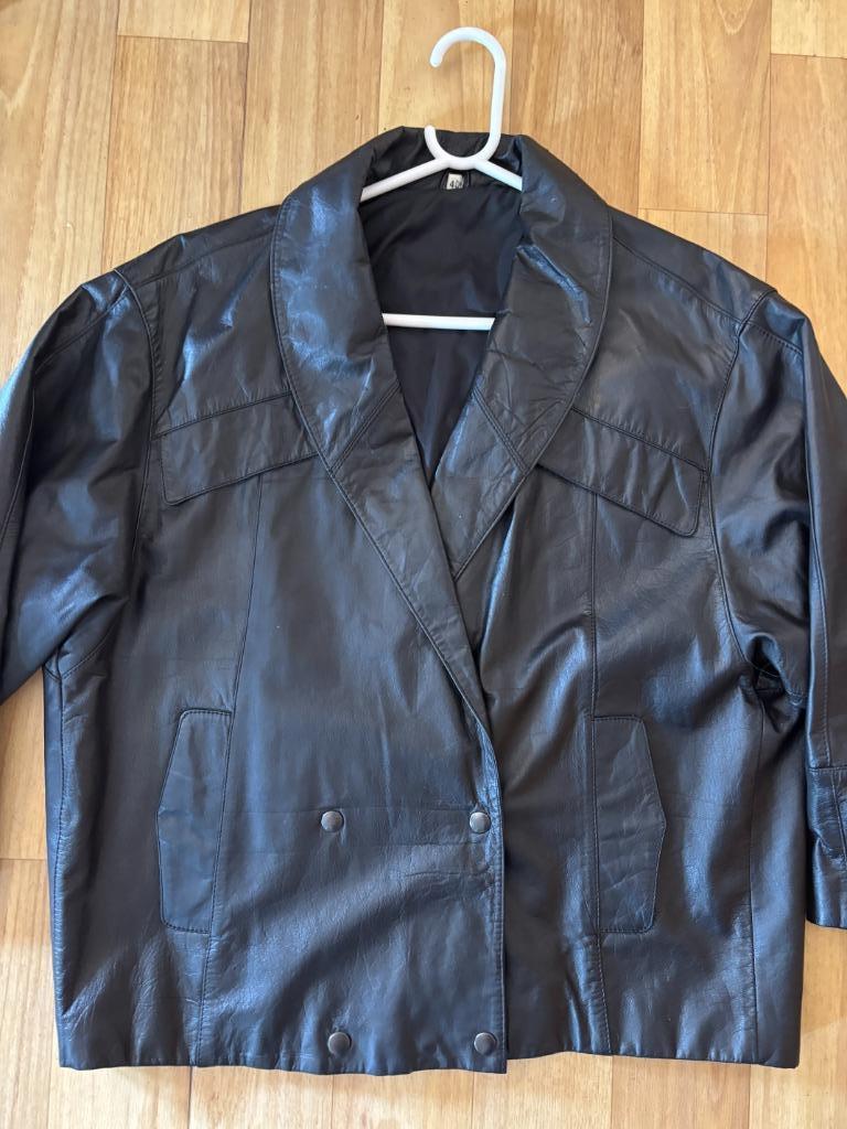 lederen vintage jas maat 40, Kleding | Dames, Ophalen of Verzenden, Zo goed als nieuw, Maat 38/40 (M), Zwart
