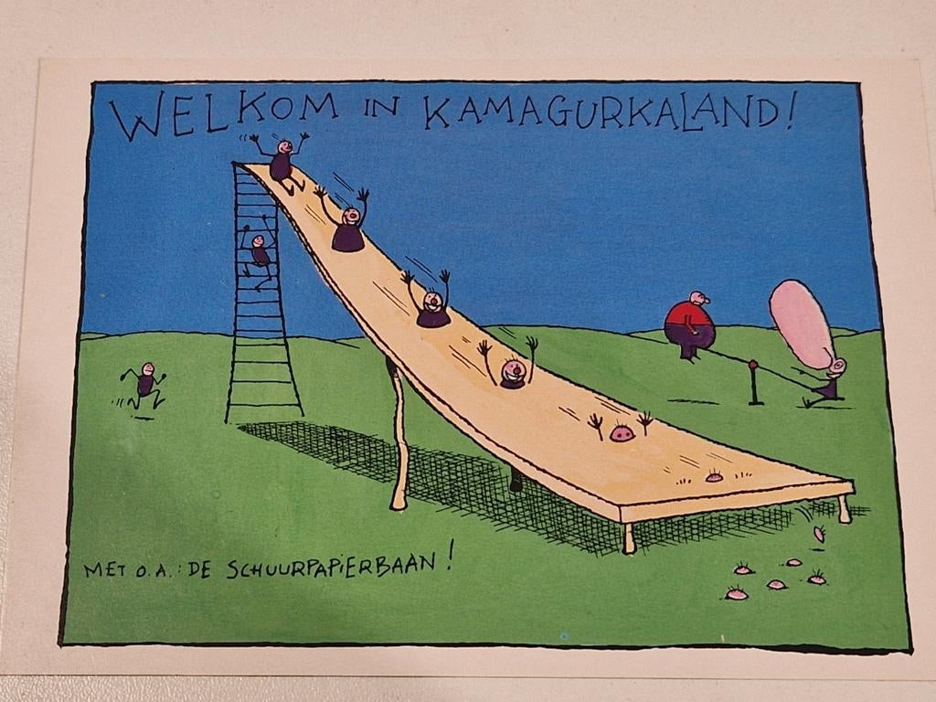 Kamagurka postkaart , welkomin kamagurkaland , de schuurpapi, Verzamelen, Ophalen of Verzenden, 1980 tot heden, Ongelopen, Sterren en Beroemdheden