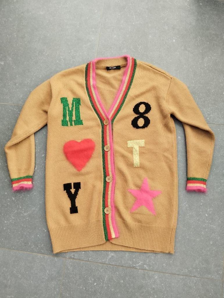 Splinternieuwe gebreide damesvest.   (My Twin), Kleding | Dames, Truien en Vesten, Twinset, Bruin, Maat 42/44 (L), Nieuw