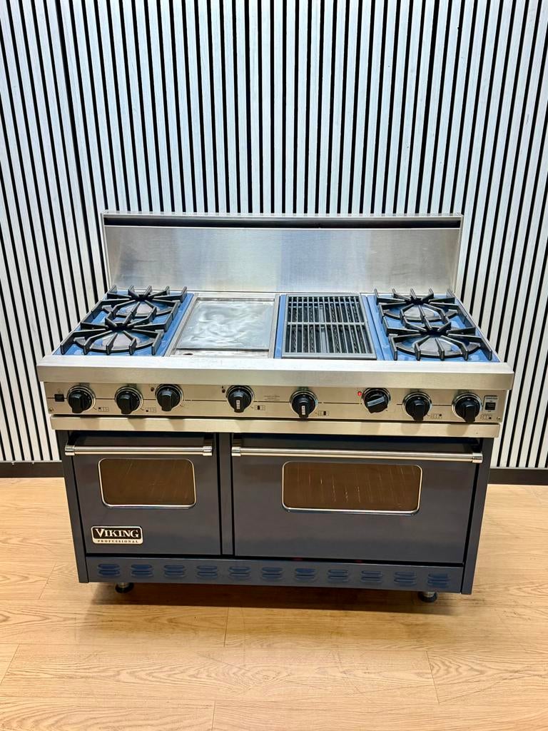 Luxe VIKING Fornuis blauw Incl. Afzuigkap 120 cm, Four avec gril, Enlèvement ou Envoi, Comme neuf, Air chaud