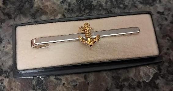 Pince à cravates avec motif ancre  de bateau, Envoi, Neuf