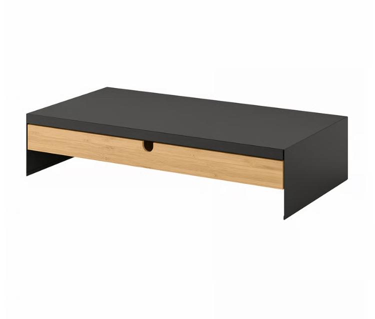 Ikea monitorstandaard Elloven zwart - met lade, Ophalen of Verzenden, Gebruikt