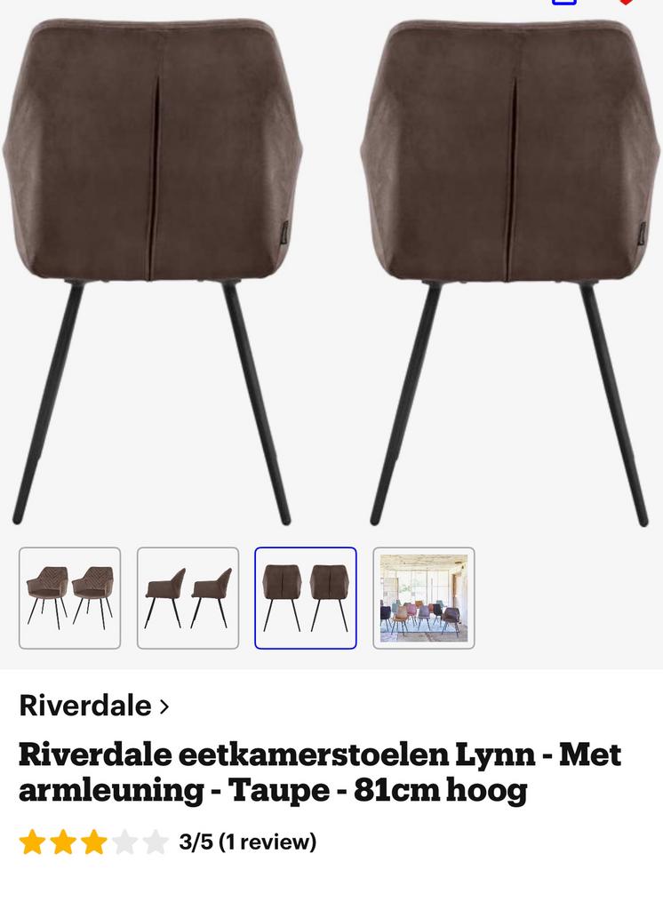 Eetkamerstoelen in de kleur taupe, Moderen, Comme neuf, Enlèvement, Cinq, Six Chaises ou plus