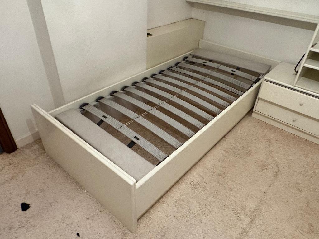1 persoons bed, Ophalen, 90 cm, Eenpersoons, Wit