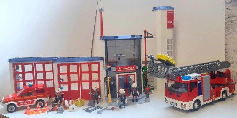 Playmobil 4819+ 7465, 4820 4822 Brandweerkazerne, Ophalen of Verzenden, Zo goed als nieuw, Complete set
