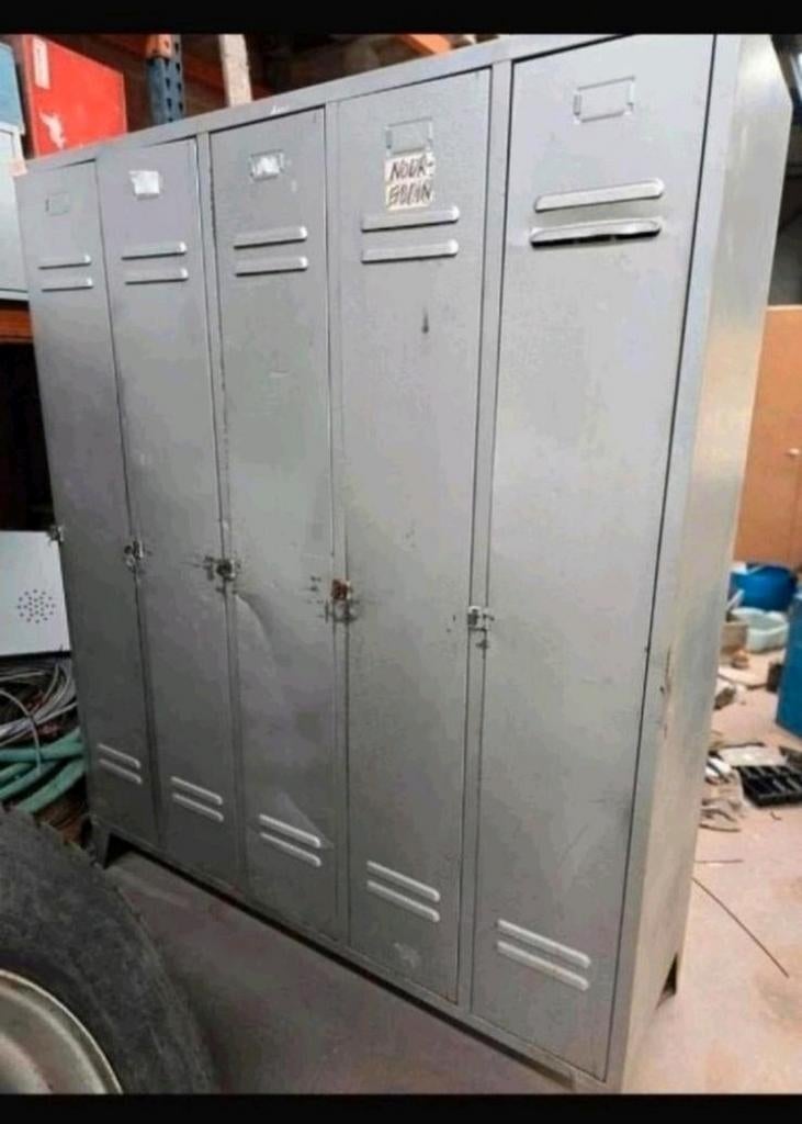 Vintage retro industriele locker lockerkast hal 5d metaal, Ophalen, Gebruikt