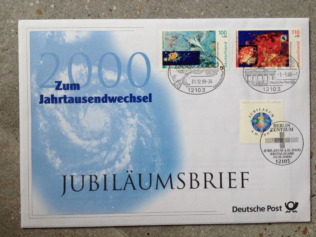 Jubiläumsbrief Deutsche Post 2000 - afgestempeld in 2 eeuwen, Postzegels en Munten, Postzegels | Europa | Duitsland, Gestempeld