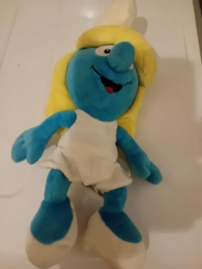 ours schtroumpfette en peluche, Collections, Schtroumpfs, Enlèvement ou Envoi, Utilisé, Schtroumpfette, Poupée, Figurine ou Peluche