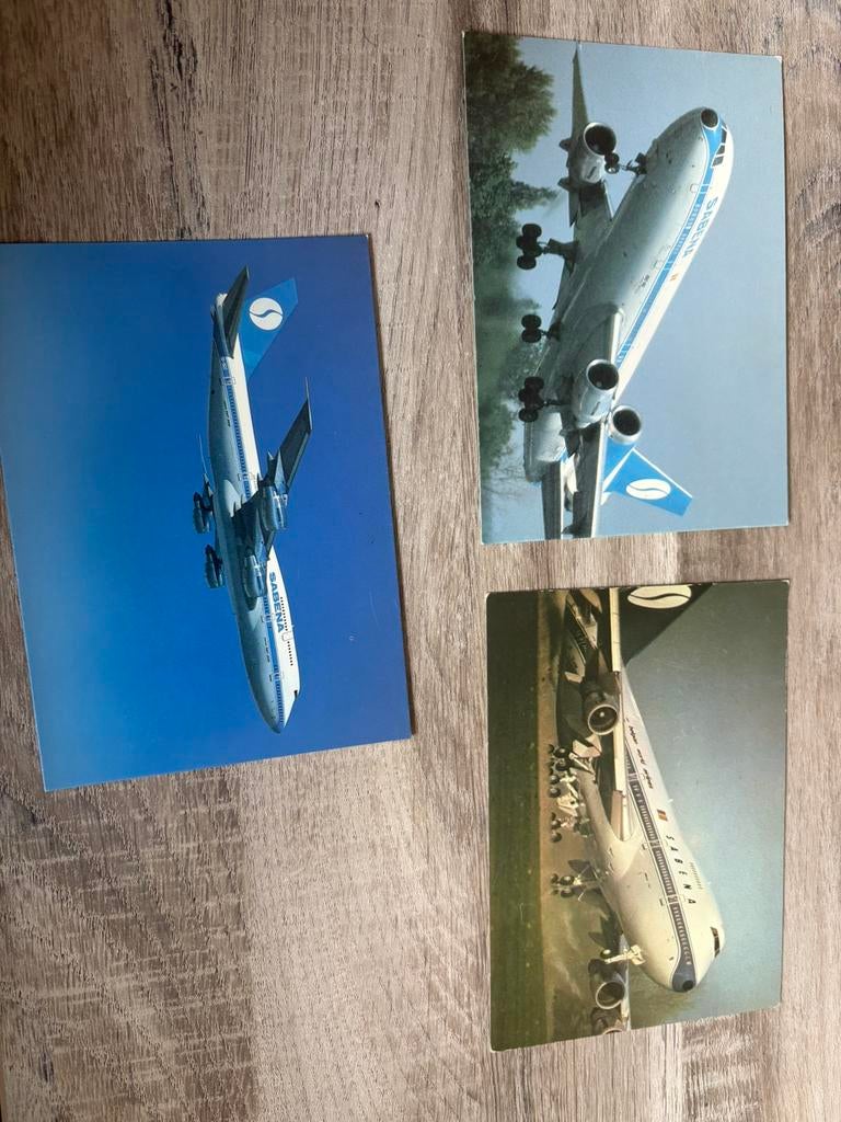3 oude prentkaarten  sabena en sticker voor de verzamelaar, Enlèvement, Comme neuf, Carte, Photo ou Gravure