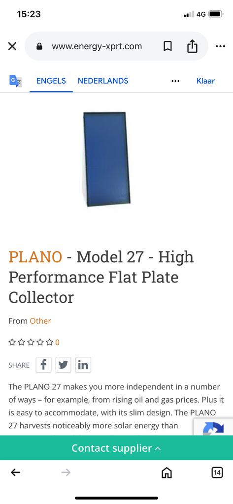 Consolar Plano 27 V zonnecollector gezocht, Ophalen