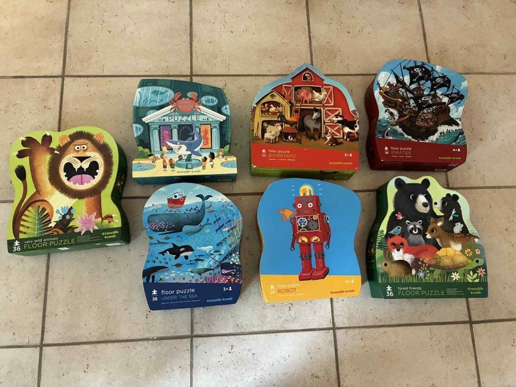 7 crocodile creek puzzels, Kinderen en Baby's, Speelgoed | Kinderpuzzels, Zo goed als nieuw, 2 tot 4 jaar, 10 tot 50 stukjes, Ophalen of Verzenden
