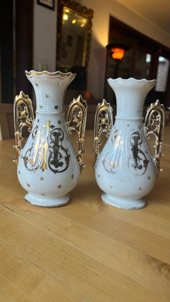 Paar Limoges porselein vazen – La Seynie, Antiek en Kunst, Ophalen of Verzenden
