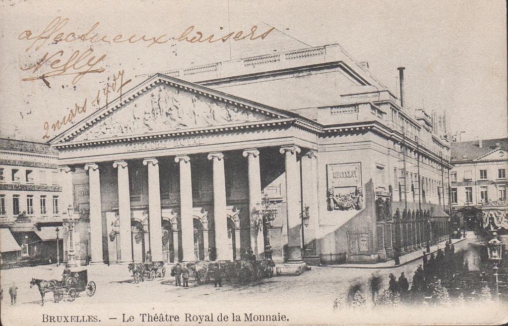 1907 - BELGIË - Brussel - Théâtre Royal de la Monnaie, Envoi, Avant 1920, Affranchie, Bruxelles (Capitale)