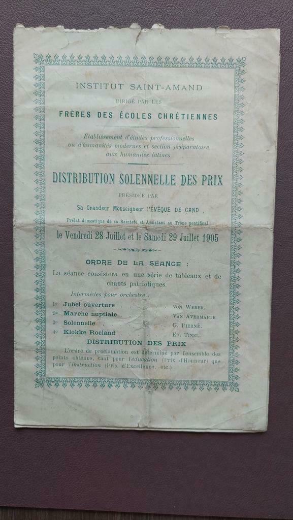 Institut Saint- Amand Gand Gent. Distribution des Prix 1905, Enlèvement ou Envoi