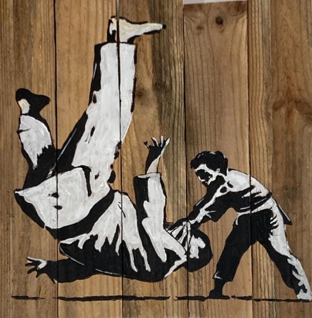 BANKSY (After): schilderij op hout met certificaat, Ophalen of Verzenden