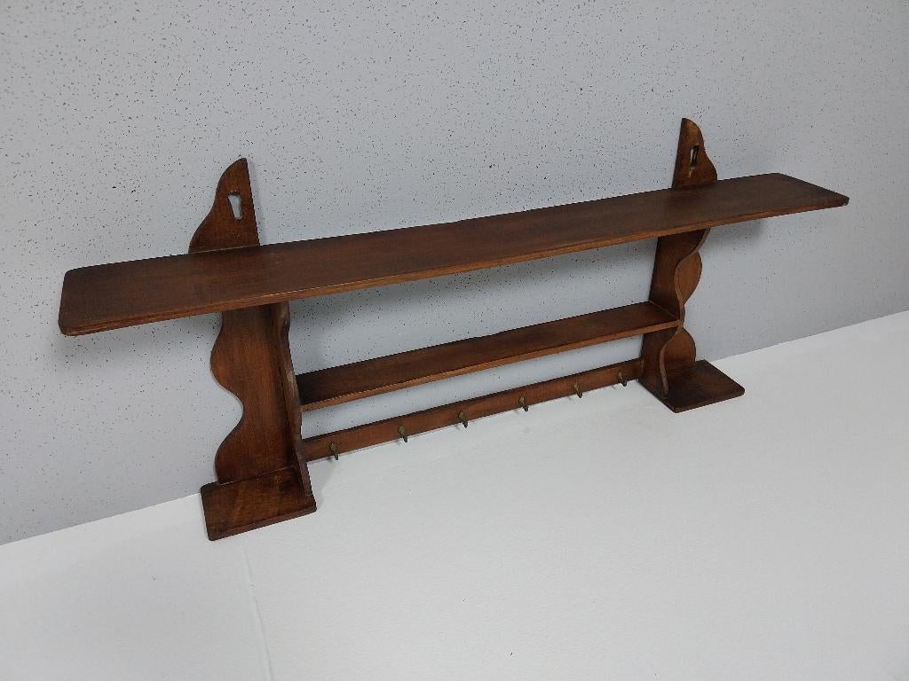 Rustieke Vintage Wandplank met Haken, Enlèvement ou Envoi, Utilisé