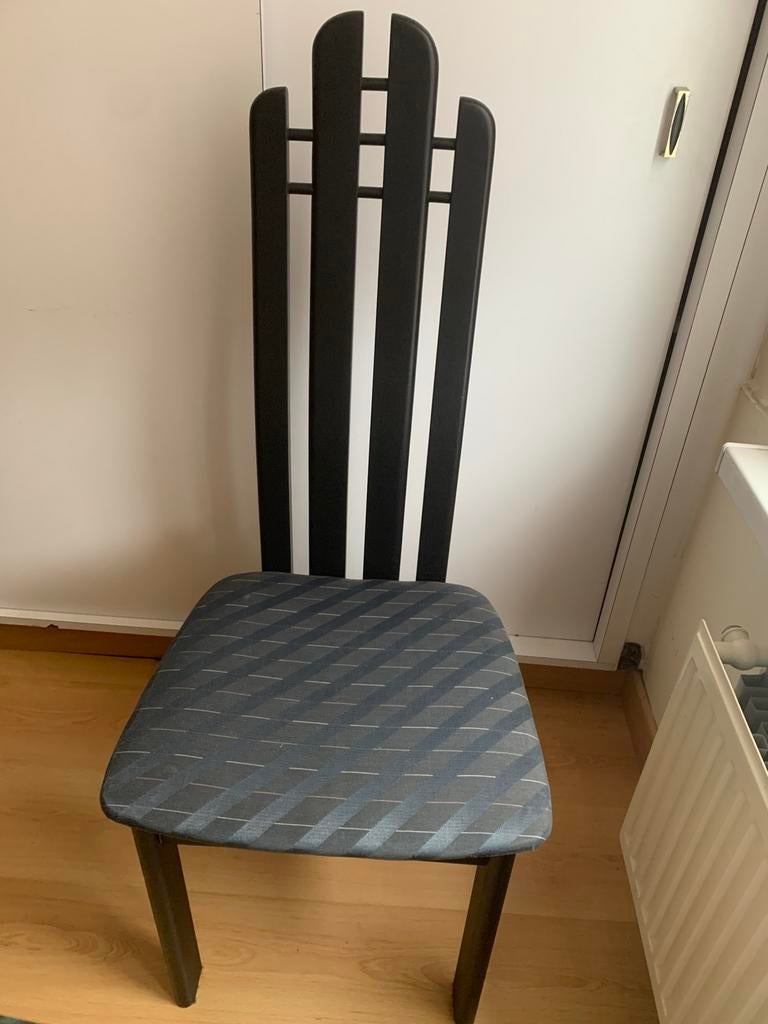 zwarte stoelen + tafel, Huis en Inrichting, Tafels | Eettafels, Ophalen, Gebruikt, 50 tot 100 cm, Vijf personen of meer