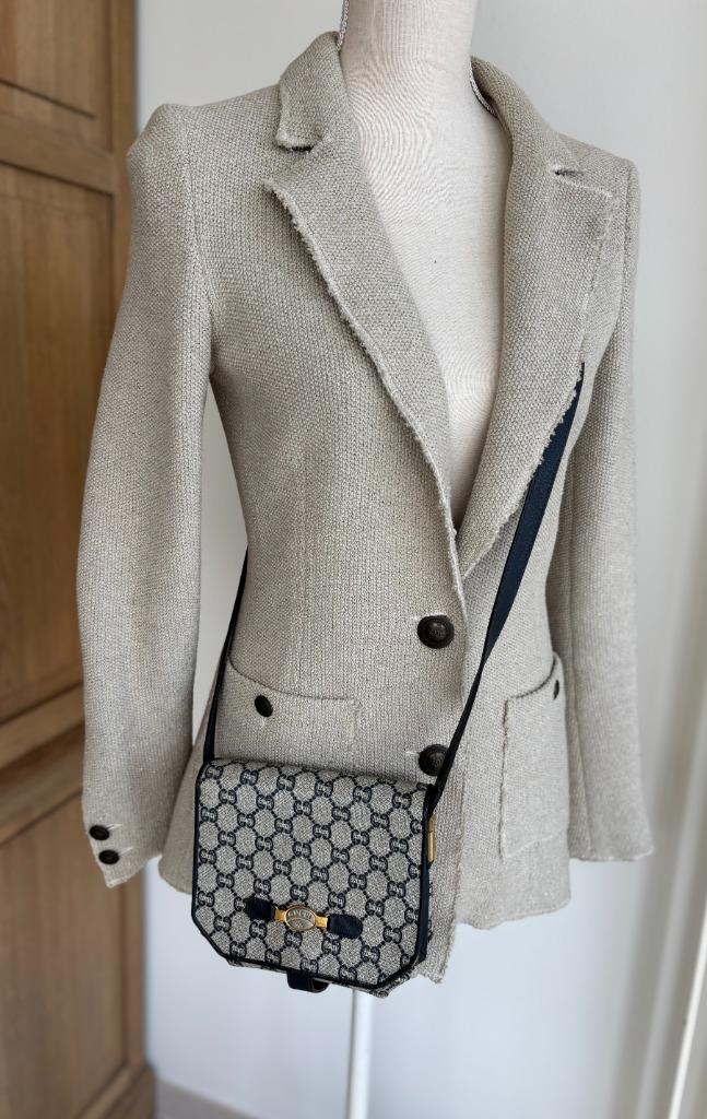 Vintage Gucci Plus Monogram crossbody G, Handtassen en Accessoires, Tassen | Damestassen, Ophalen of Verzenden, Gebruikt, Blauw