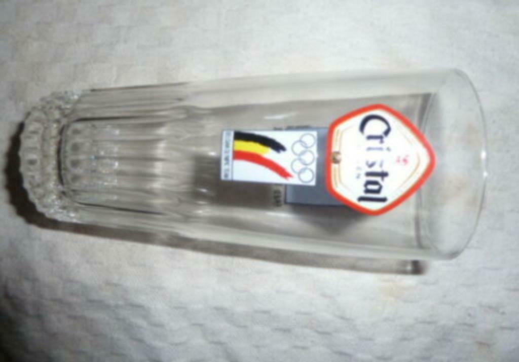 bier glas CRISTAL ALKEN - FRED DEBURGHRAEVE Belgian Olympic, Verzamelen, Ophalen of Verzenden, Nieuw, Bierglas
