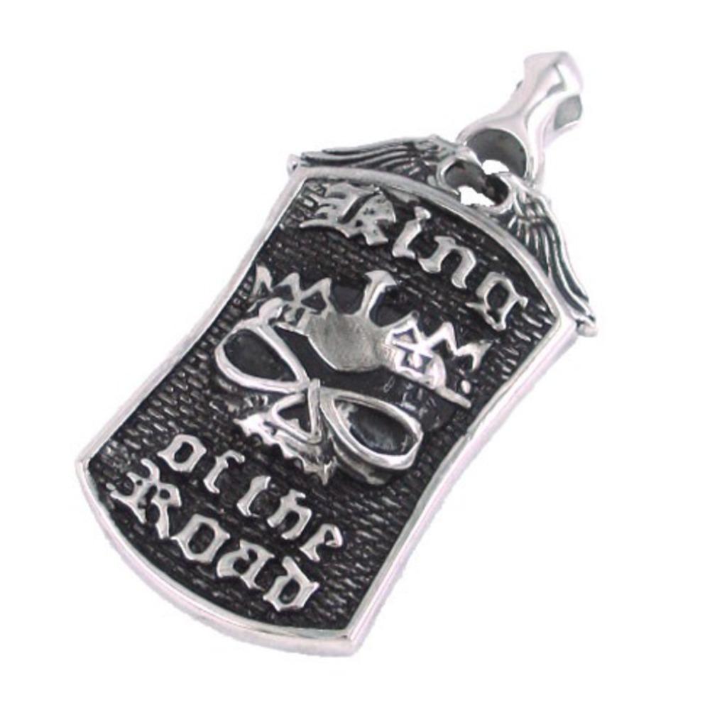 Pendentif en acier Harley Davidson 'King of the Road', Bijoux, Sacs & Beauté, Enlèvement ou Envoi, Neuf