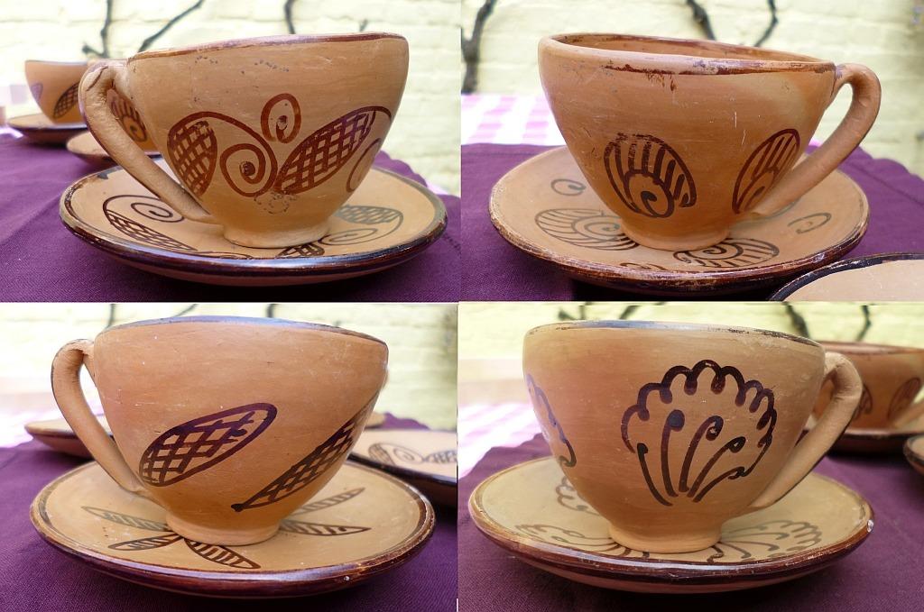 4 kopjes en schoteltjes, Braziliaanse etnische kunst., Enlèvement ou Envoi