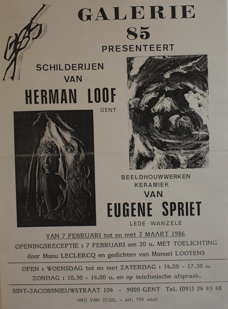 GALERIE 85 HERMAN LOOF EUGENE SPRIET 1986 AFFICHE, Collections, Posters & Affiches, Enlèvement ou Envoi