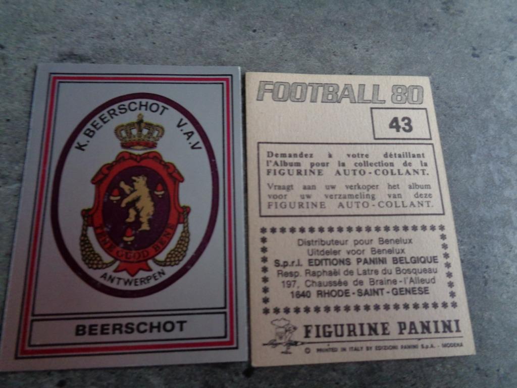 AUTOCOLLANT PANINI FOOTBALL 80 EMBLÈME BEERSCHOT, Envoi, Comme neuf, Autocollant