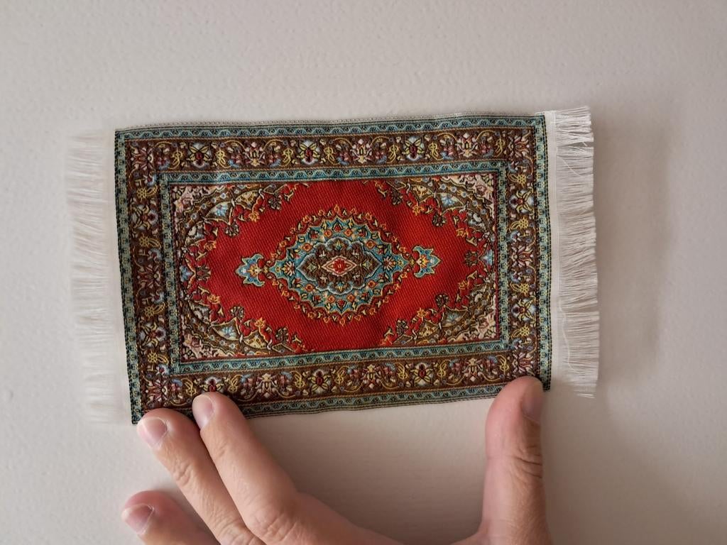 Mini tapis persan fait main en soie (motif Qom), Antiquités & Art, Enlèvement ou Envoi