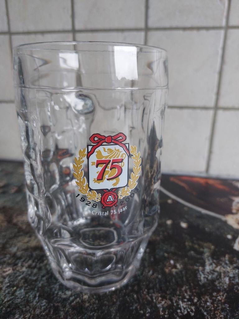 Cristal Alken bierpul 75 jaar, Verzamelen, Ophalen of Verzenden, Zo goed als nieuw, Bierglas