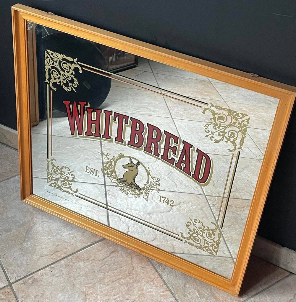 Vintage whitbread reclame spiegel 1990 mancave, Verzamelen, Merken en Reclamevoorwerpen, Ophalen of Verzenden