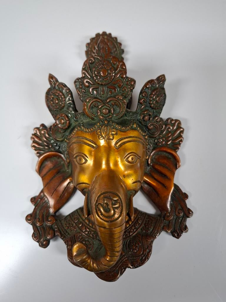 Tête murale Ganesha en métal 20 cm, Enlèvement ou Envoi
