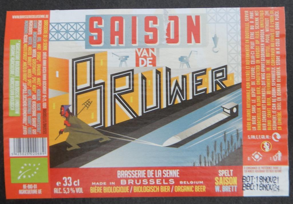 Étiquette de bière Saison van de Bruwer Br. De la Senne 8o1, Enlèvement ou Envoi, Utilisé