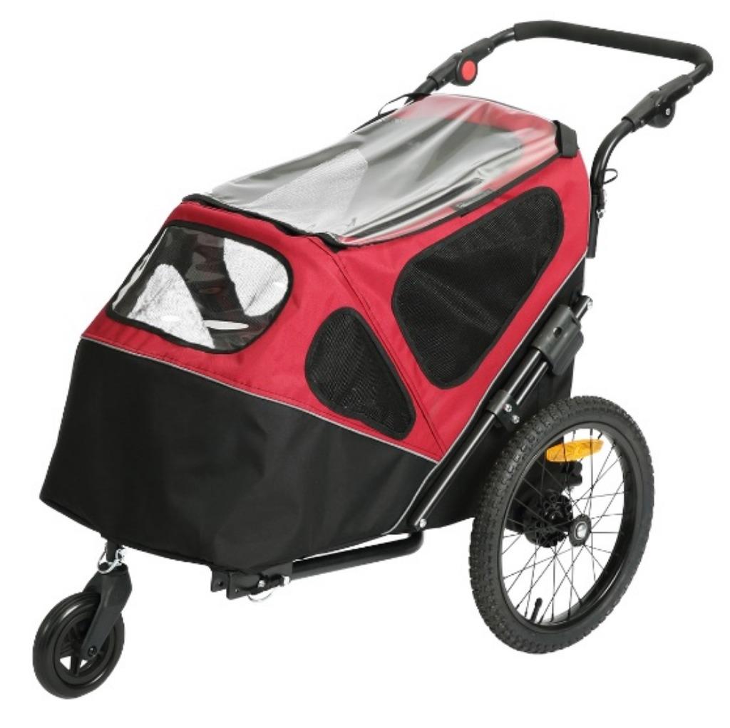 Hondenfietskar-Hondenbuggy Pet Trailer 2 in 1 Zwart-Rood, Dieren en Toebehoren, Honden-accessoires, Nieuw, Ophalen