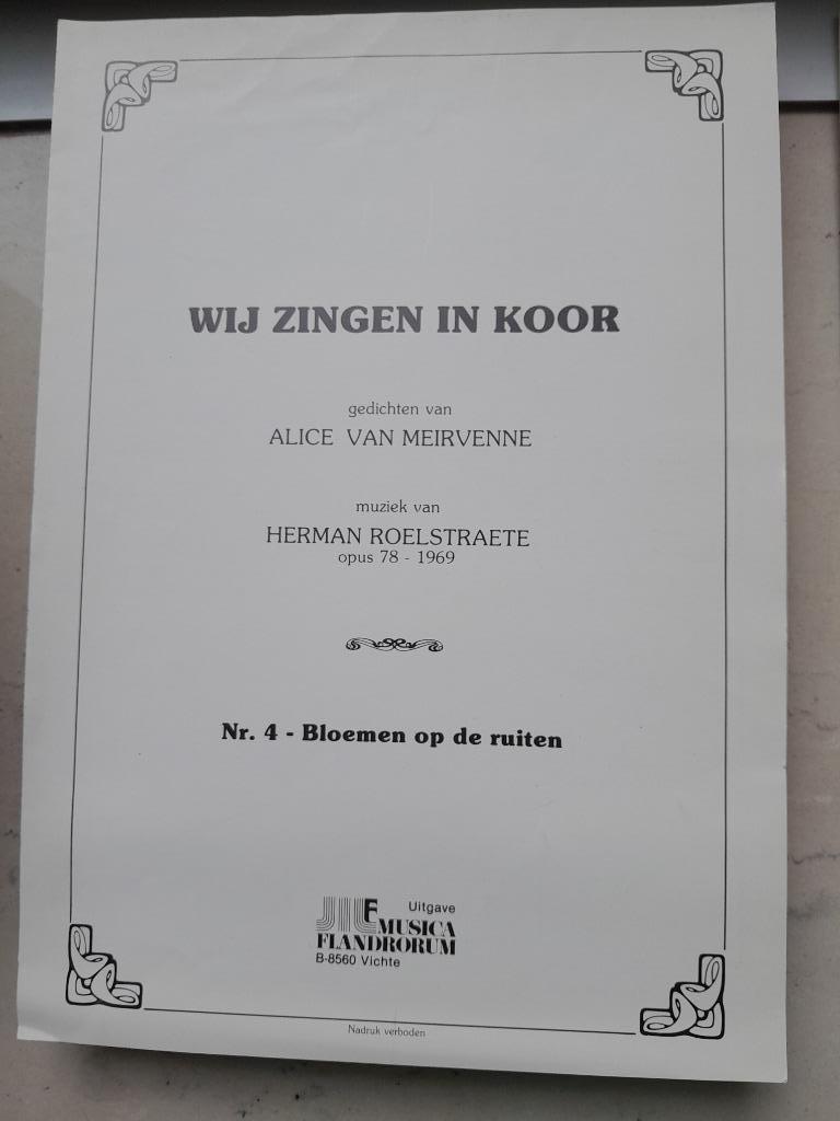 Partituur 'Bloemen op de ruiten'  Roelstraete, Muziek en Instrumenten, Bladmuziek, Ophalen of Verzenden, Zo goed als nieuw, Klassiek