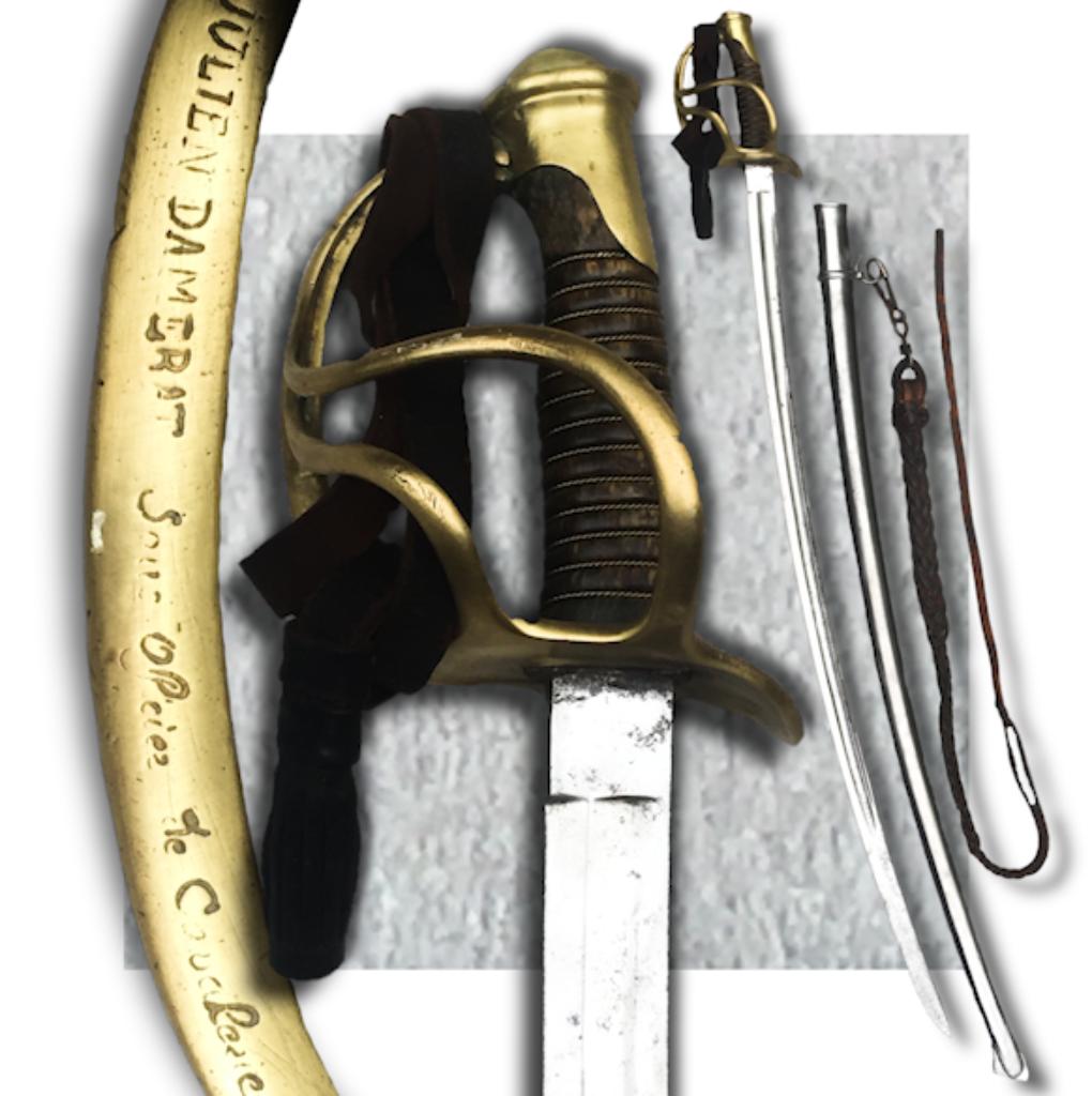 🚨FR Zeldzame sabel lichte cavalerie-officier JULIEN DAMERAT, Verzamelen, Verzenden, Landmacht, Zwaard of Sabel